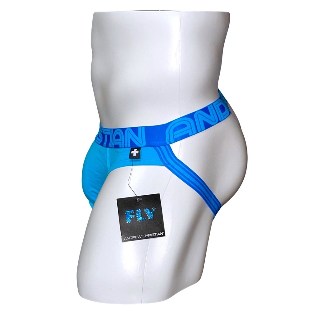 Andrew Christian Small (28-31) Fly Brief Jock Almost Naked Aqua Blue 92589 NEW